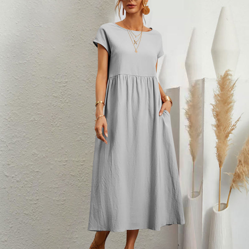 Gluschwein - Sleeveless loose cotton linen dress silver