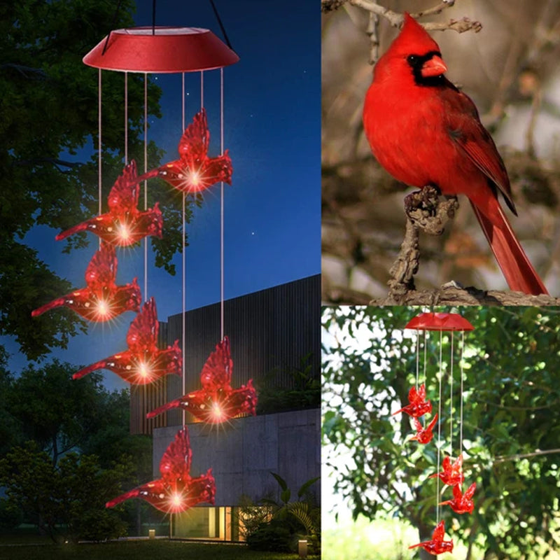 Gluschwein - Rotes Vogel-Windspiel-Licht