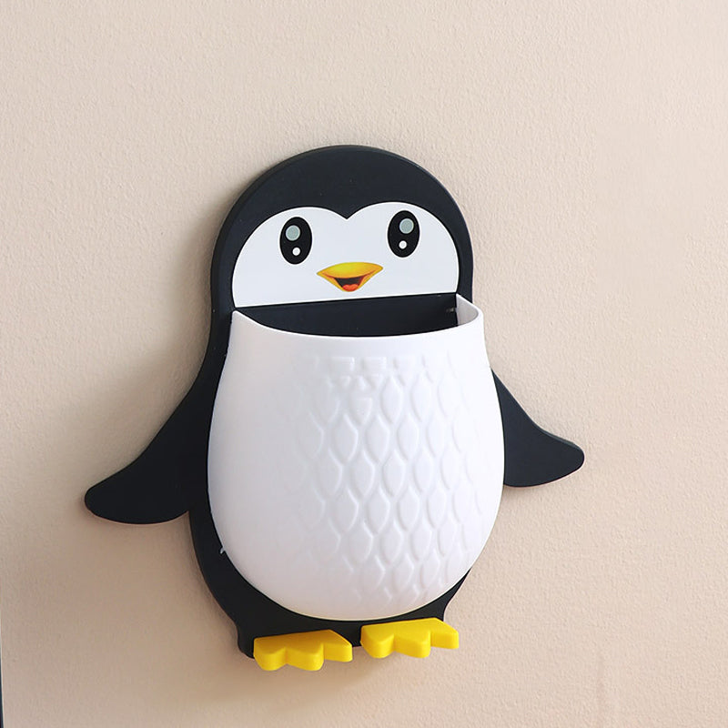 Gluschwein - Penguin Shape Wall Mount Phone Holder Black