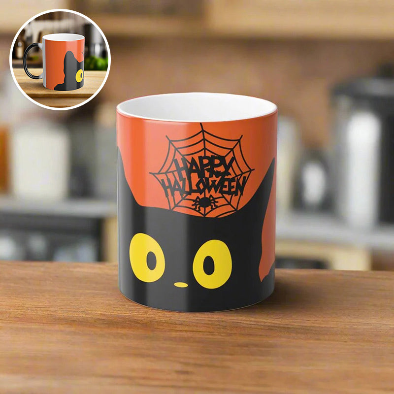 Tasse de morphing magique de chat noir d'Halloween
