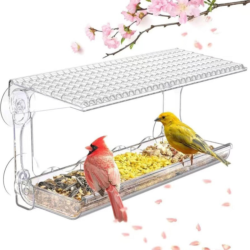 Gluschwein - Vogelfutterstation für den Außenbereich mit klarem Sichtfenster und Saugnapf