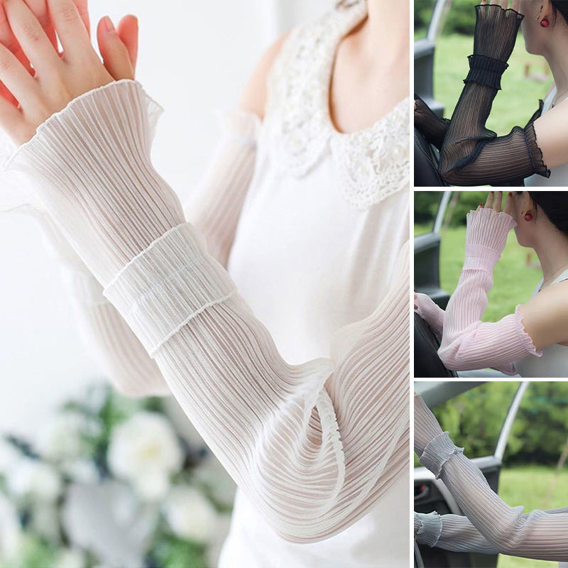 Gluschwein - Sommerliche UV-Schutz-Armstulpen aus Spitze Grau+Weiß+Schwarz+Rosa