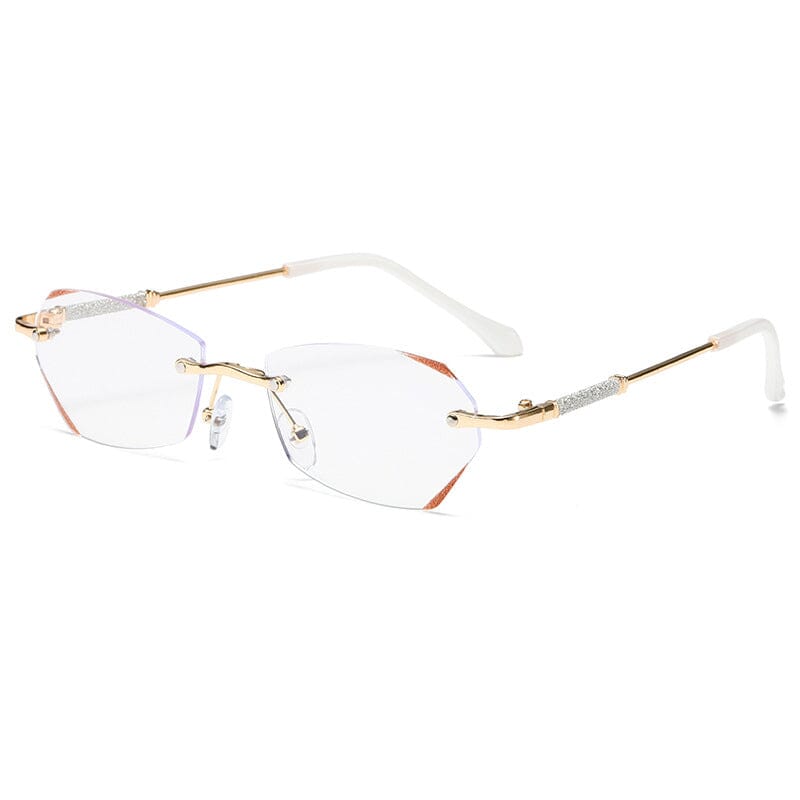Gluschwein - Modische randlose Anti-Blaulicht Lesebrille Gold