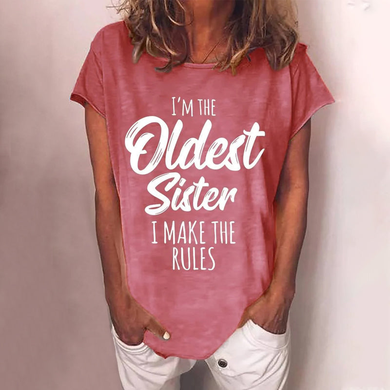 Gluschwein - Sisterhood Making Rules T-Shirt Älteste Schwester Rosa
