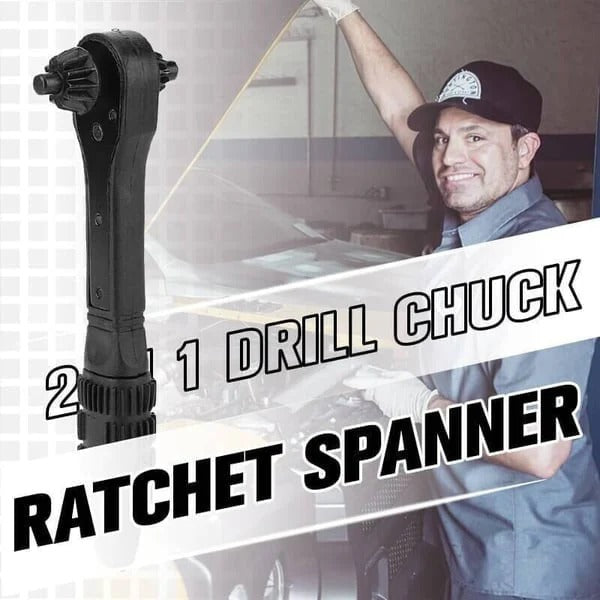 DrillRatch - 2-in-1 Bohrfutter-Ratsche – Ratschen-Schraubenschlüssel aus Stahl mit rutschfestem Griff