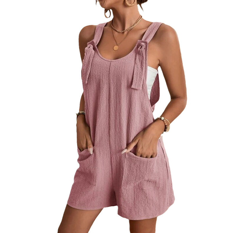 Gluschwein - Stilvolle, lässige, kurze Jumpsuits für Damen mit U-Ausschnitt ROSA