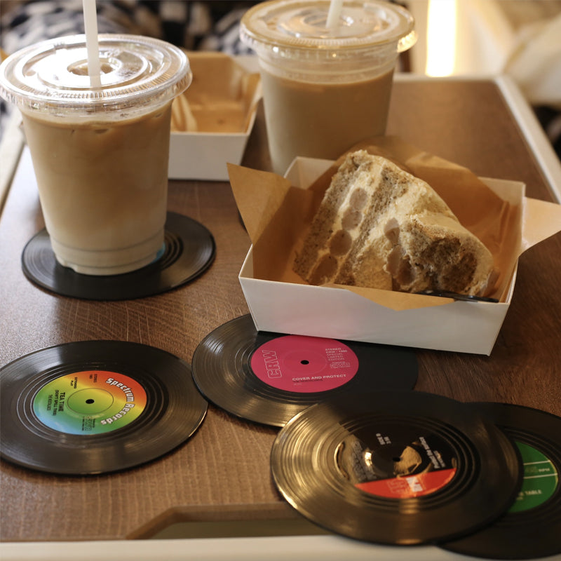Gluschwein - Schallplatten-Untersetzer mit Vintage-Spielerhalter