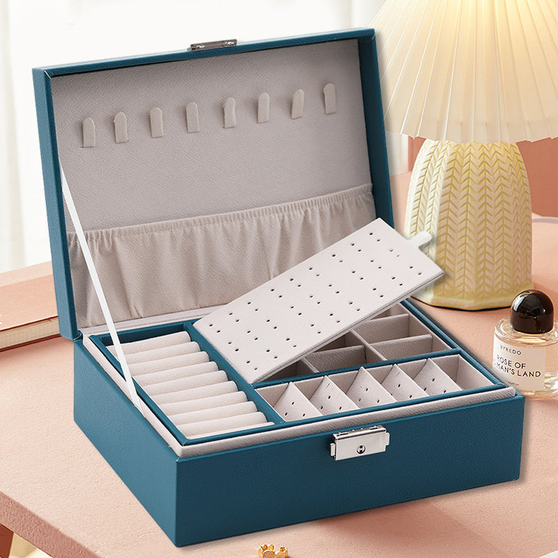 Gluschwein - Leder-Schmuckkästchen mit Schloss, Aufbewahrungsbox-Organizer GRÜN