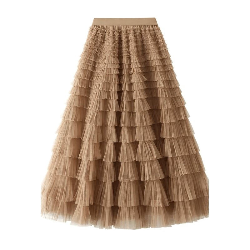 Soyez votre propre reine de la ville avec cette jupe longue en tulle avec ceinture élastique à plusieurs niveaux