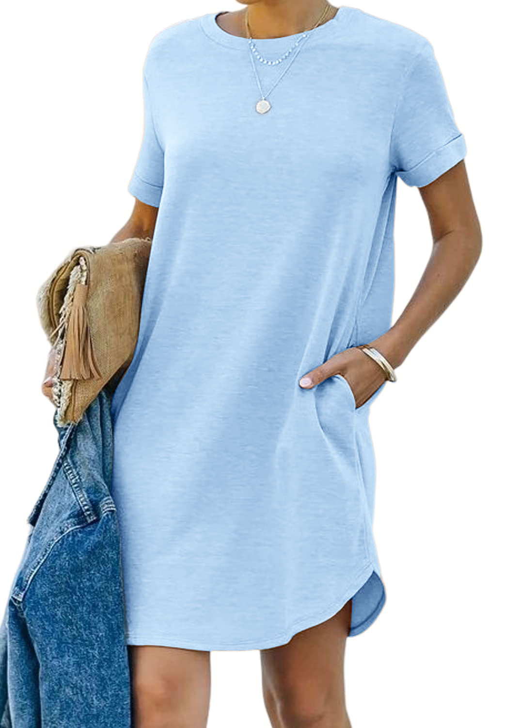 lisa - Lässiges kurzärmeliges T-Shirt-Kleid mit Taschen