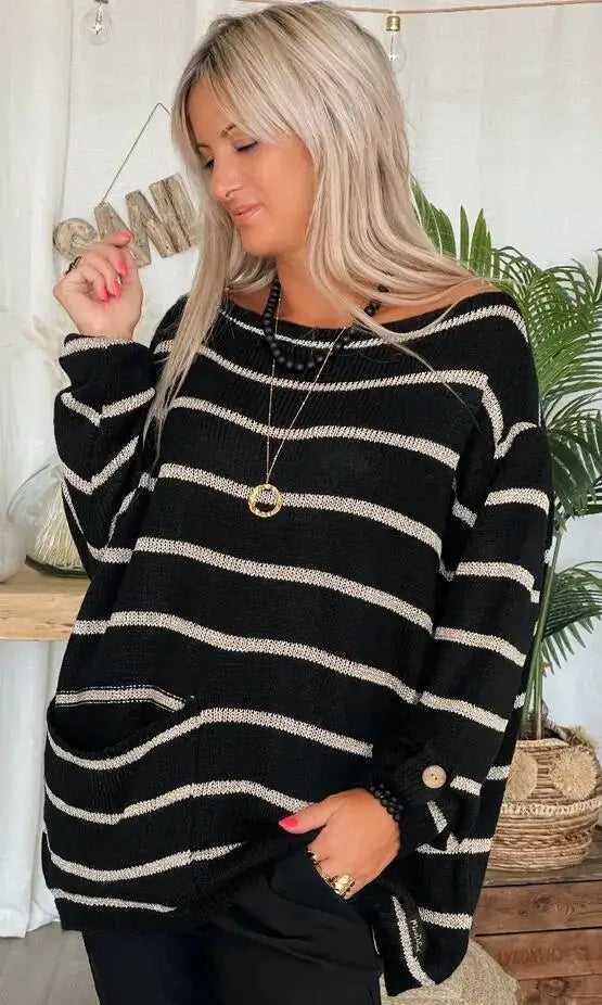 Gluschwein - Elisa - Gestreifter Eleganz-Pullover