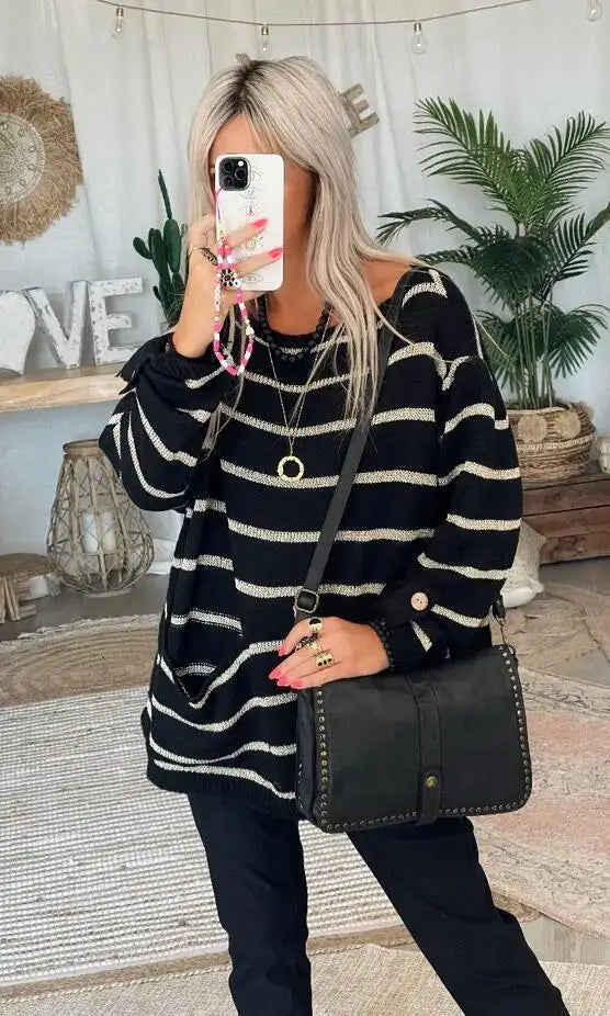 Gluschwein - Elisa - Gestreifter Eleganz-Pullover