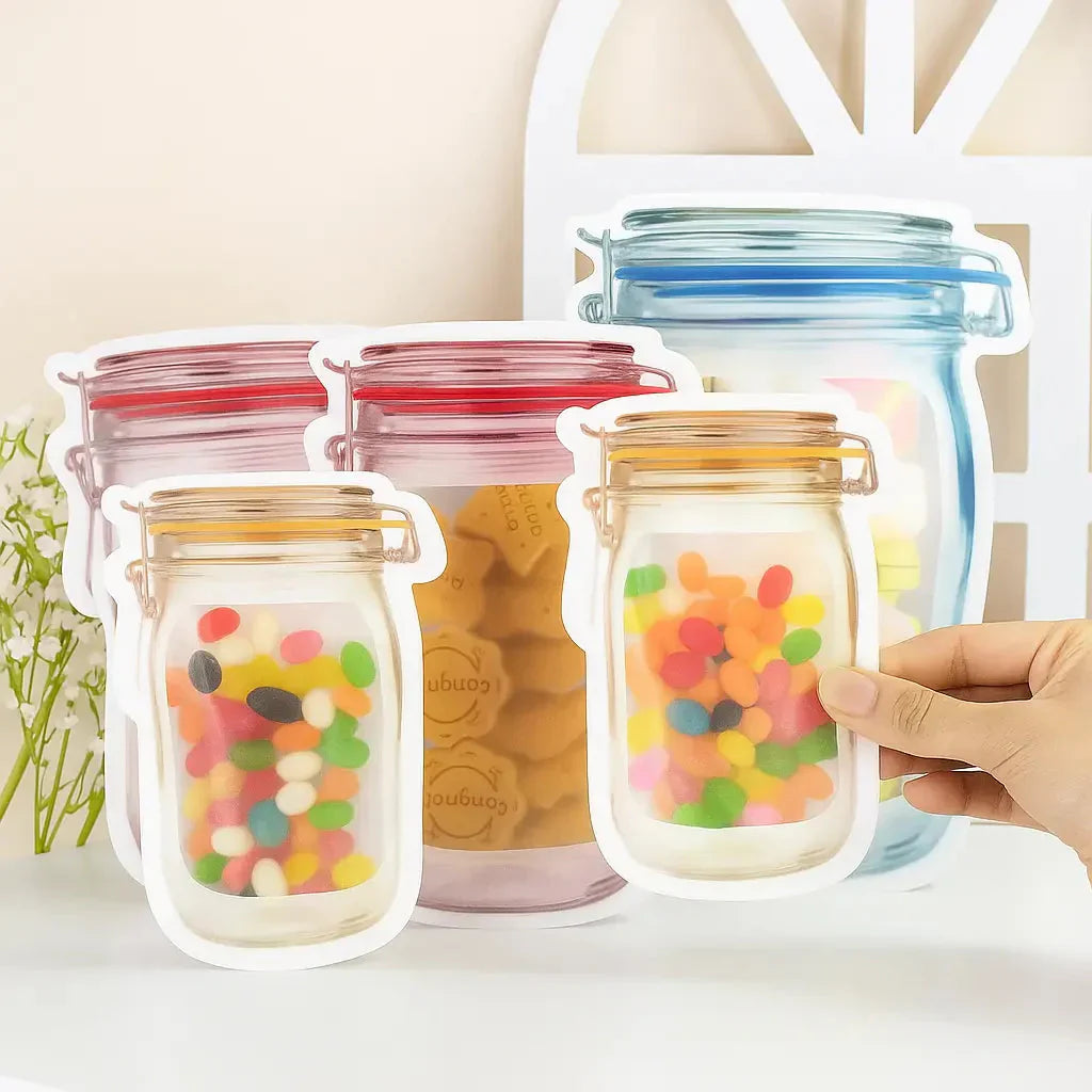 Ziplock-Beutel im Einmachglas-Stil – Wiederverwendbar & auslaufsicher