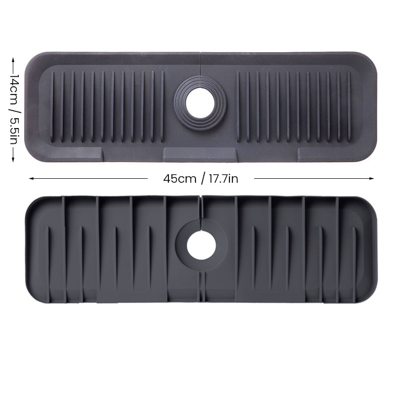 Gluschwein - Silikon-Spülbecken Wasserhahn Spritzschutzmatte Schwarz L
