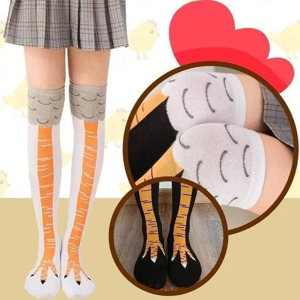 1 + 1 GRATUIT | Chaussettes cuisses de poulet – Chaussettes d'hiver amusantes au-dessus du genou