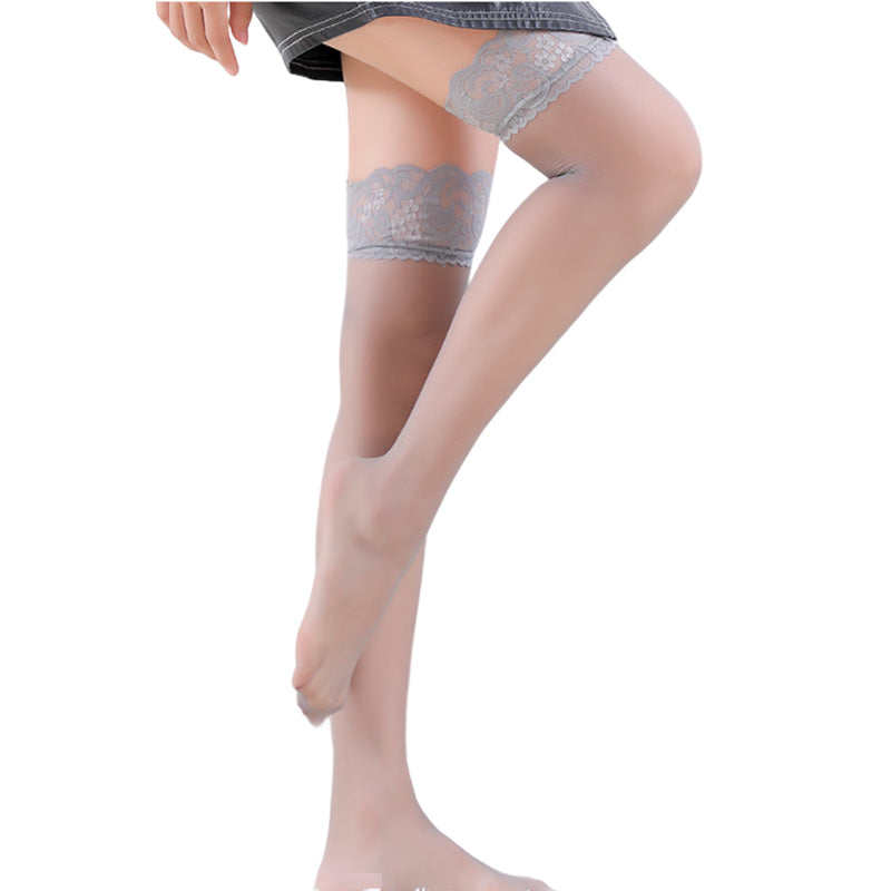 Gluschwein - Ultradünne sexy schwarze Spitzenstrümpfe Grau