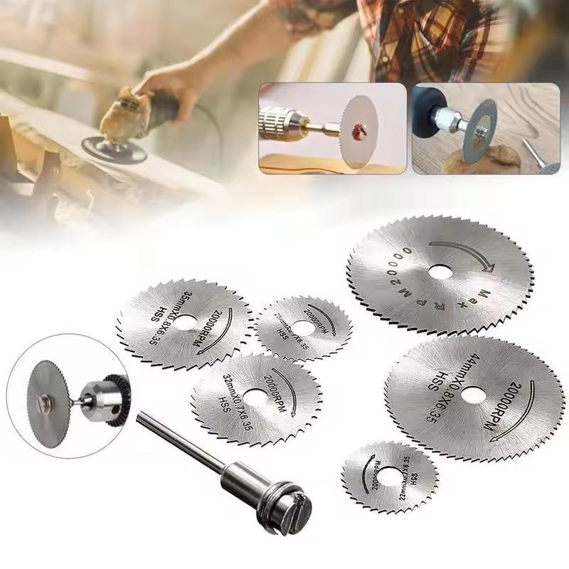 Lot de 6 lames de scie circulaire HSS pour métal.