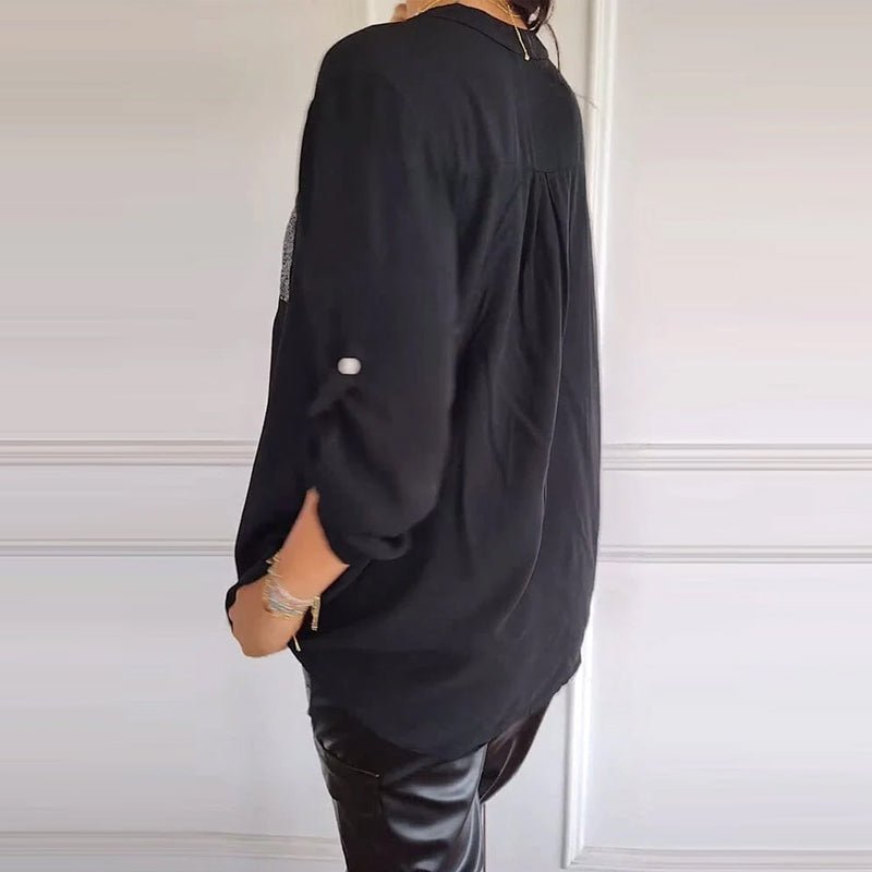 Aria | Baumwollbluse mit V-Ausschnitt und Pailletten - 1+1 GRATIS