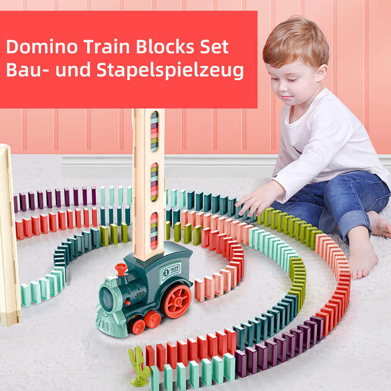 Gluschwein - Domino-Zug-Baustein-Set, das Baustein-Spielzeug zusammenbaut