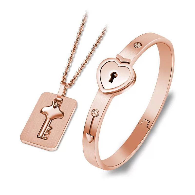 Gluschwein - Herzschloss Armband & Halskette