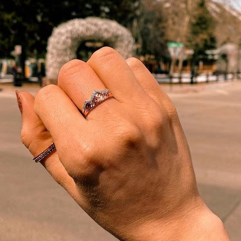Gluschwein - Two Tone Wavy Double Layer Ring