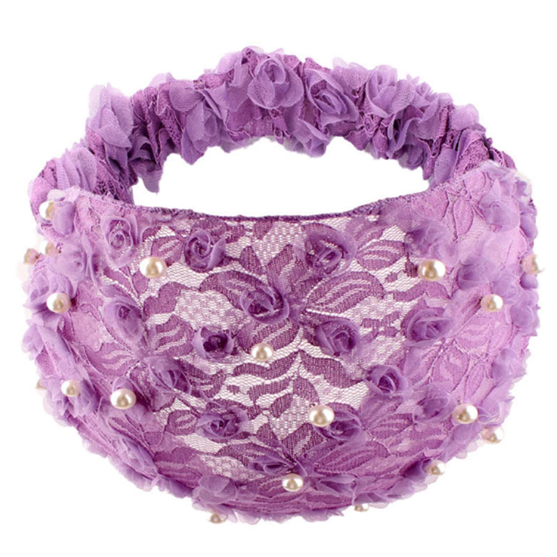 Gluschwein - Gestricktes Perlen-Bandana Für Damen, Elastisches Stirnband Lila