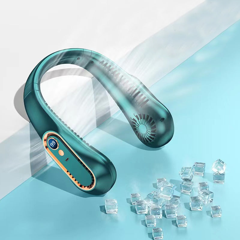 Gluschwein - Nackenventilator, wiederaufladbarer USB-Lüfter, 5 Geschwindigkeiten einstellbar Grün