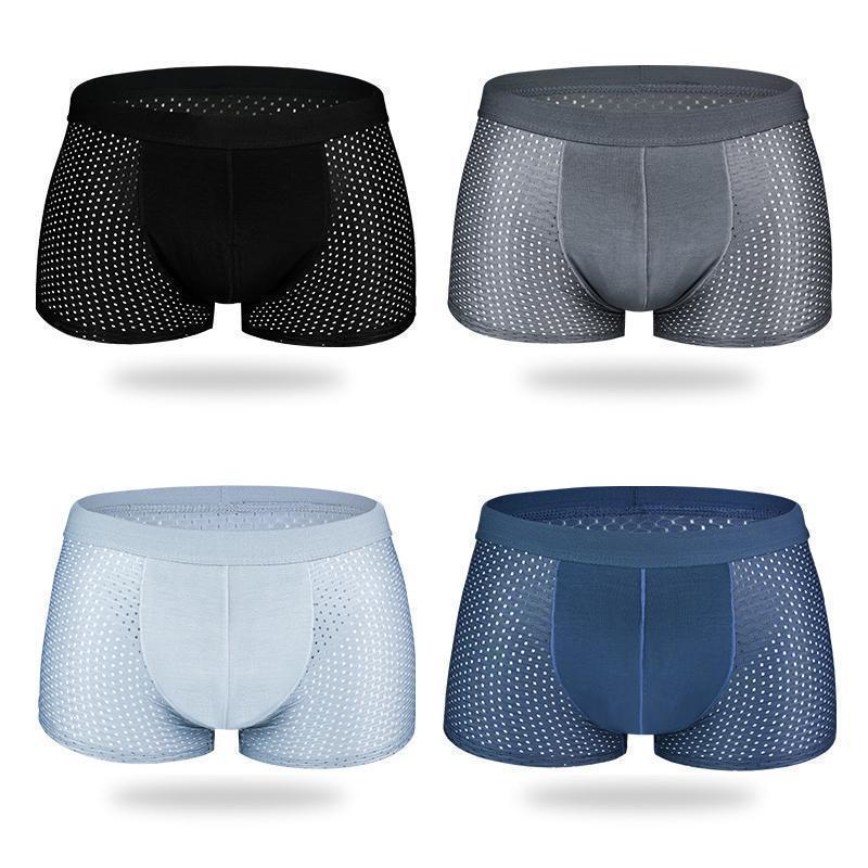 Gluschwein - Atmungsaktive Eisseide-Unterhosen Herren Wabenlüftungsdesign Azurblau+Blau+Grau+Schwarz