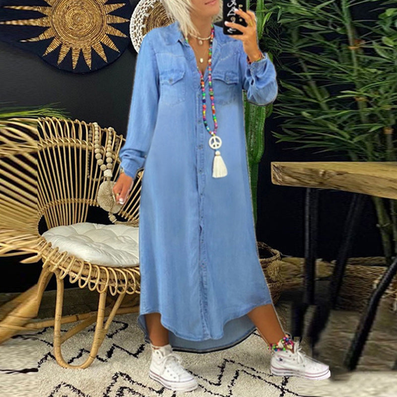 Gluschwein - Sasha - Elegantes Kleid aus Denim Hellblau