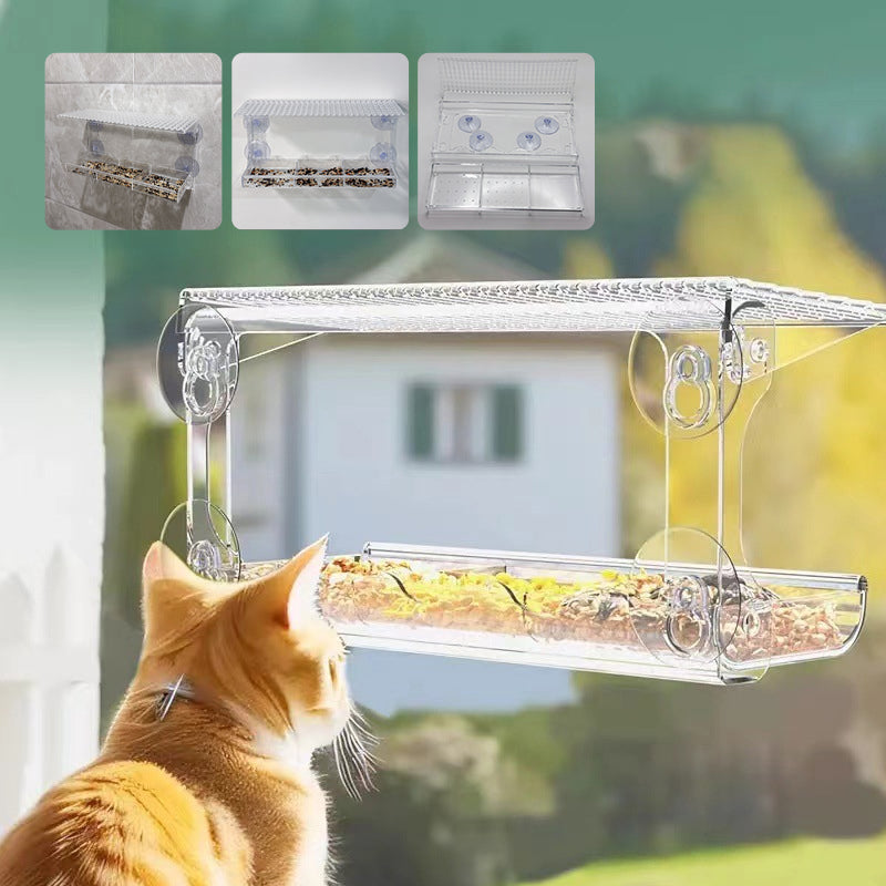 Gluschwein - Vogelfutterstation für den Außenbereich mit klarem Sichtfenster und Saugnapf