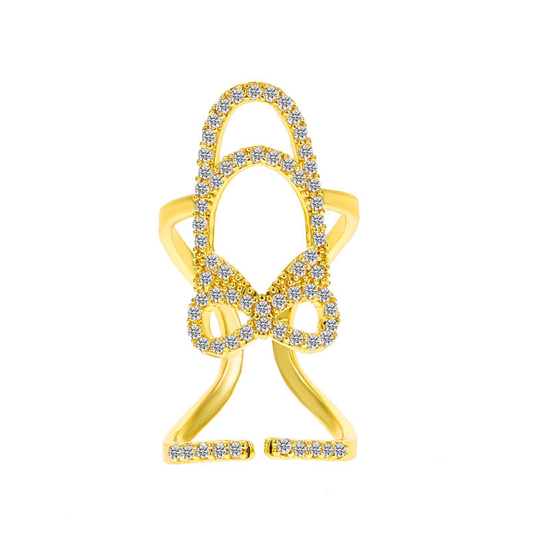 Gluschwein - Geometrischer Diamant offener Nagelring 01 flaches KC-Goldmodell eins 9640