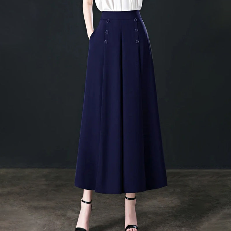 Gluschwein - Stylische Plissierte Hose Mit Weitem Bein Marineblau