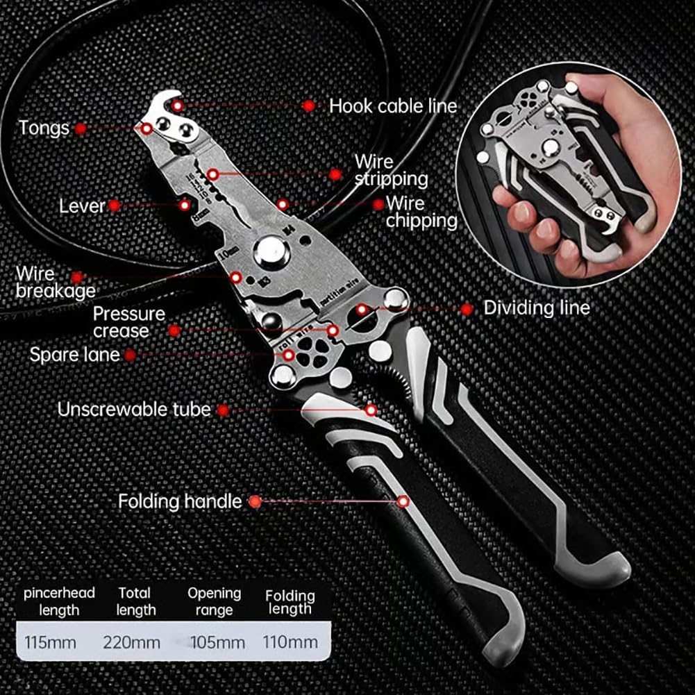 ElectroPlier - Faltbarer 8-in-1 Drahtabisolierer für Elektroarbeiten
