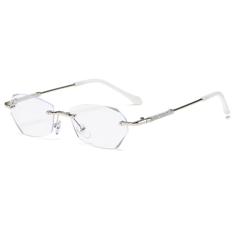 Gluschwein - Modische randlose Anti-Blaulicht Lesebrille Silber
