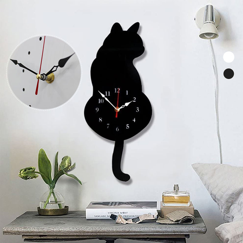 Gluschwein - Wanduhr mit wedelndem Schwanz der nordischen Katze