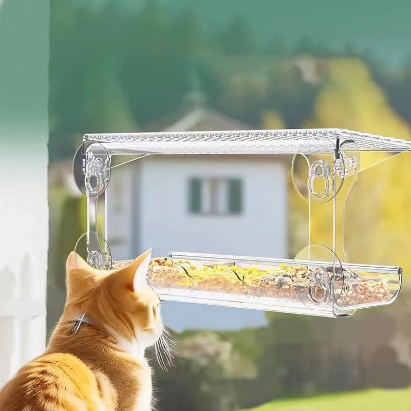 Gluschwein - Vogelfutterstation für den Außenbereich mit klarem Sichtfenster und Saugnapf