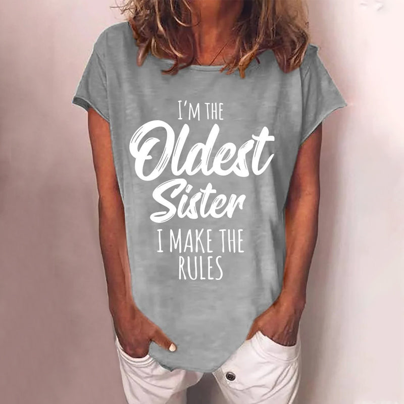 Gluschwein - Sisterhood Making Rules T-Shirt Älteste Schwester Grau