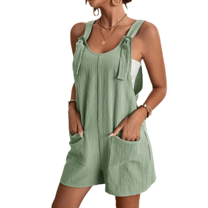 Gluschwein - Stilvolle, lässige, kurze Jumpsuits für Damen mit U-Ausschnitt GRÜN