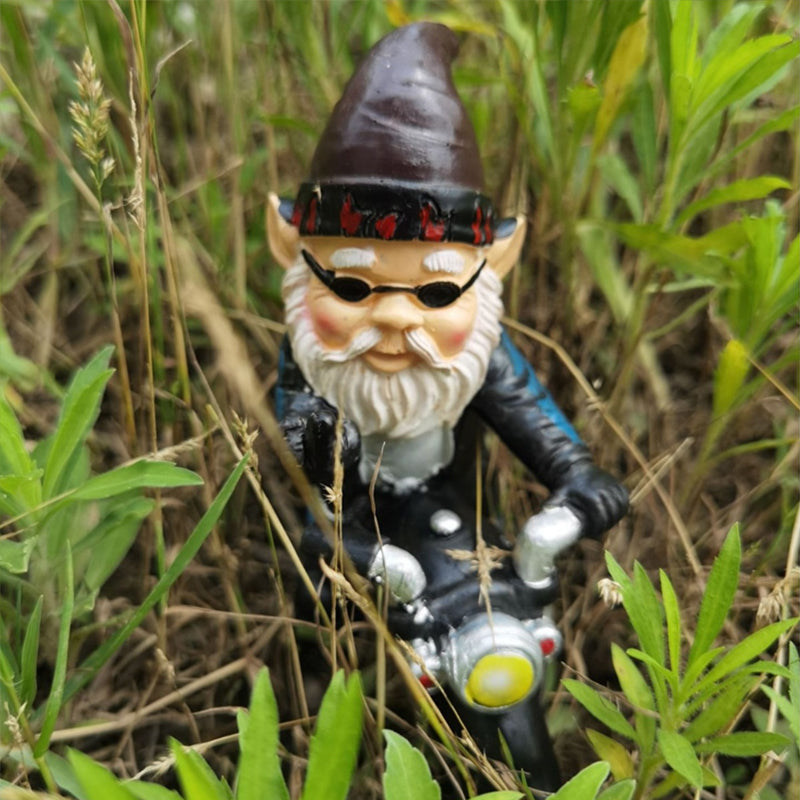 Gluschwein - Mittelfinger Zwerg Motorrad fahrend Lustiger Gartenzwerg