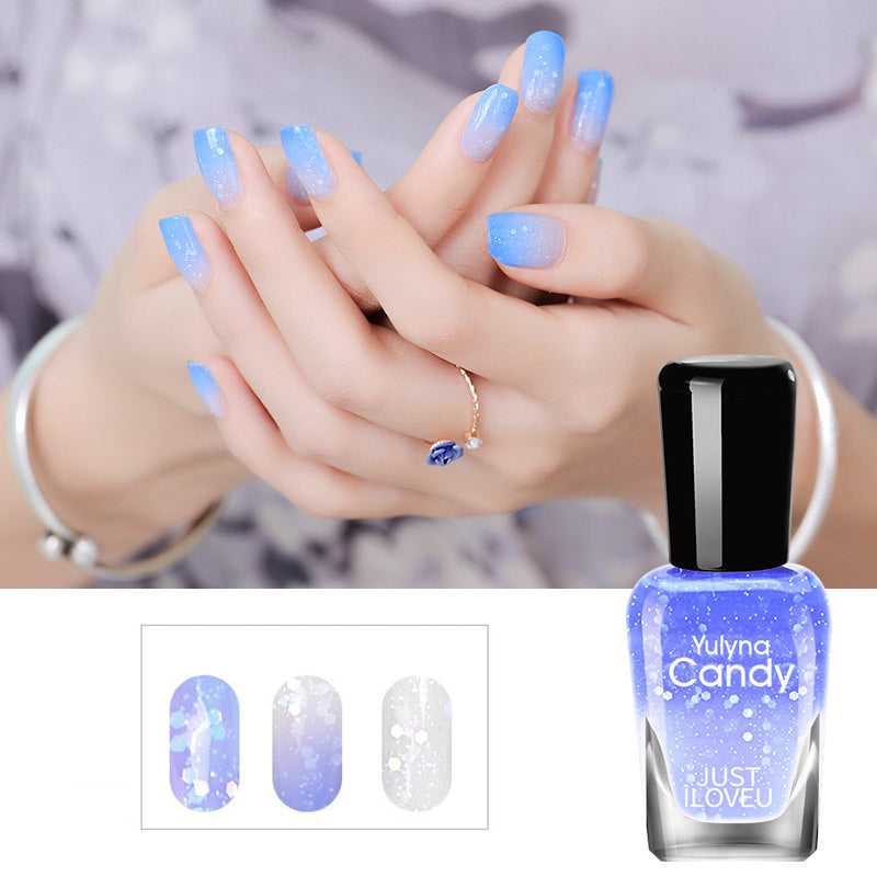 Gluschwein - Langanhaltender Nagellack Mit Temperaturverfärbung Blau-Weiß