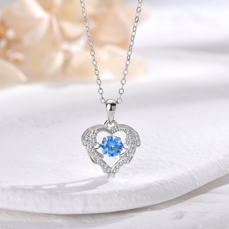 Gluschwein - Sparkling Zirconia Heart Necklace #2 White Golden