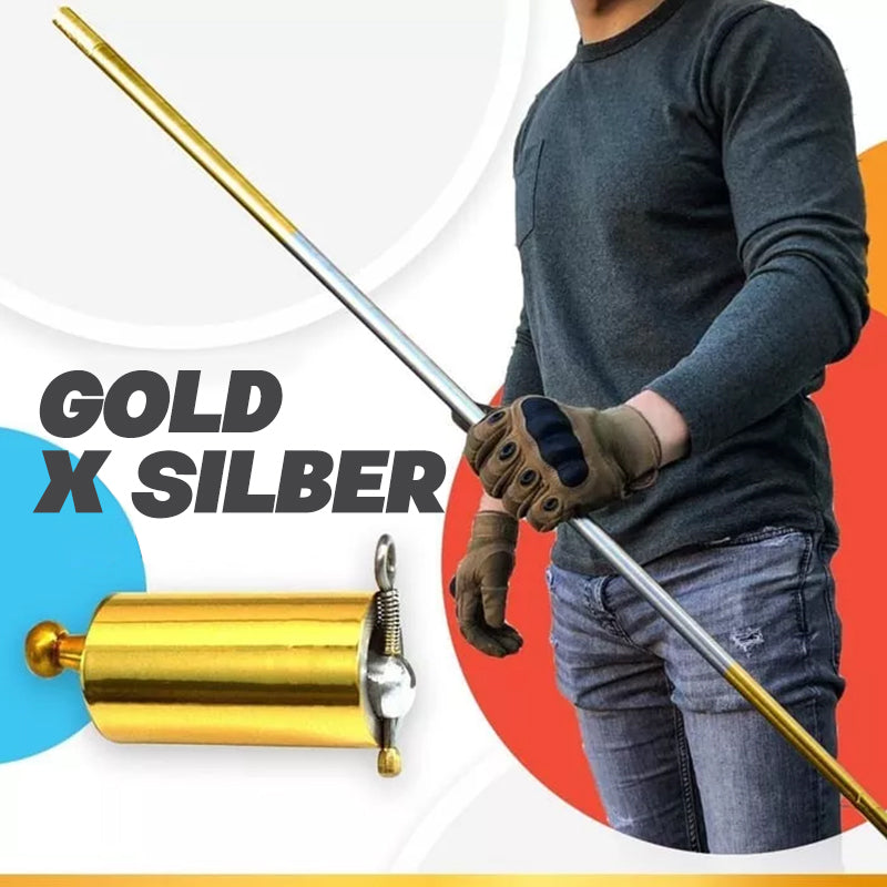 Gluschwein - Tragbarer Metallstab für Selbstverteidigung und Zauberkunst Gold&Silber