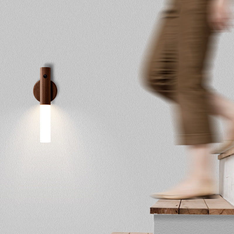 Aplique LED giratorio de 360° de madera