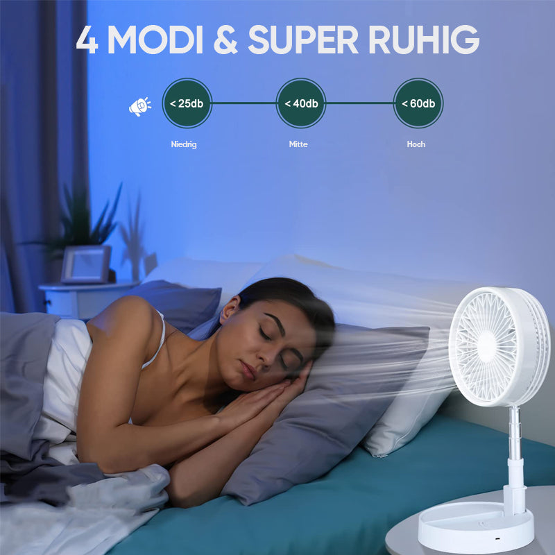 Gluschwein - Tragbarer wiederaufladbarer faltbarer Teleskop-Bodenventilator