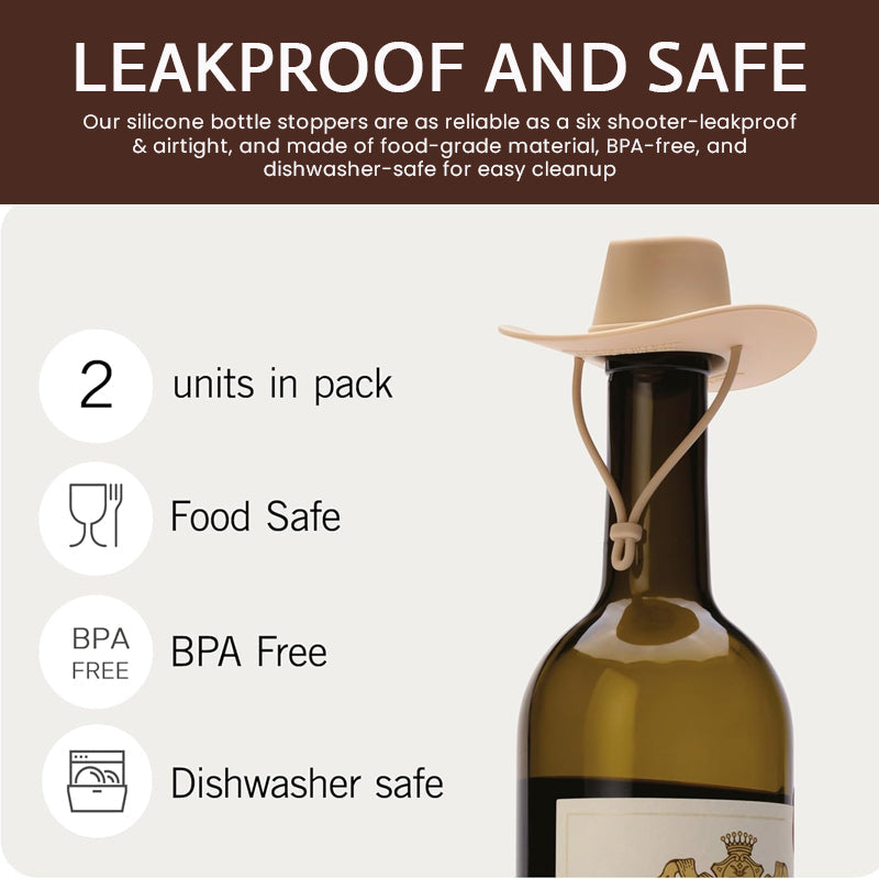 1+1 GRATUIT | Bouchon de bouteille de vin en forme de chapeau de cowboy – étanche, élégant et original