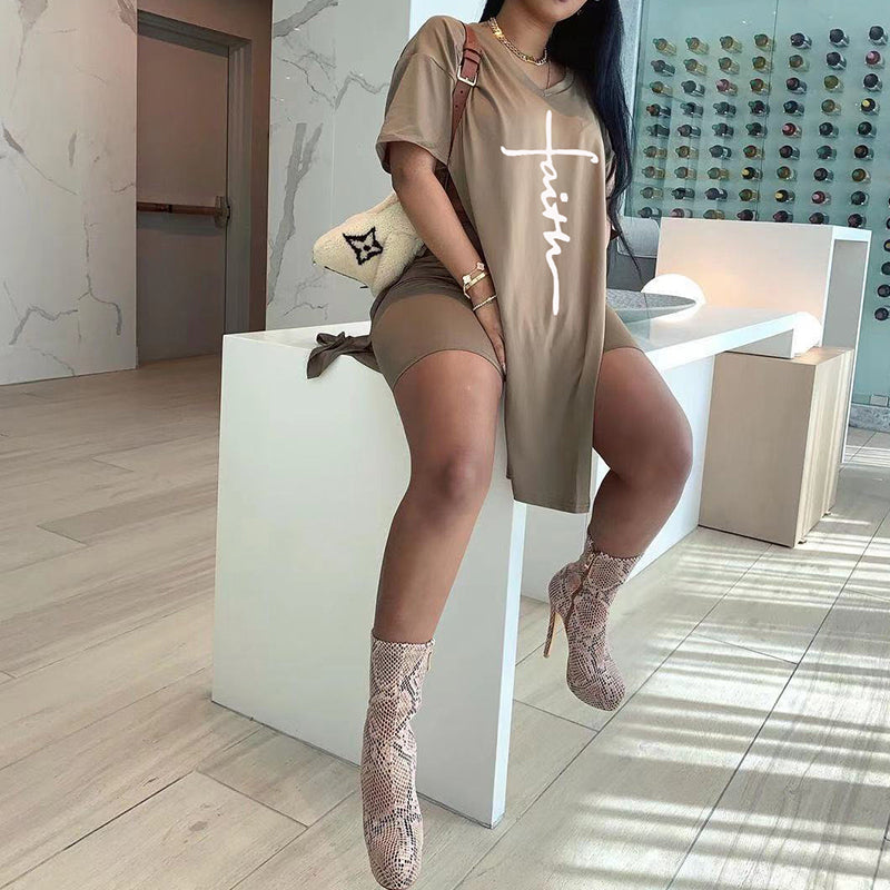 Gluschwein - Bedrucktes zweiteiliges Set aus T-Shirt und Shorts Khaki