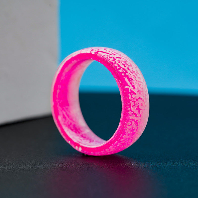 Gluschwein - Fashion Colorful Luminous Resin Fluorescent Glowing Ring ROSA WEISS