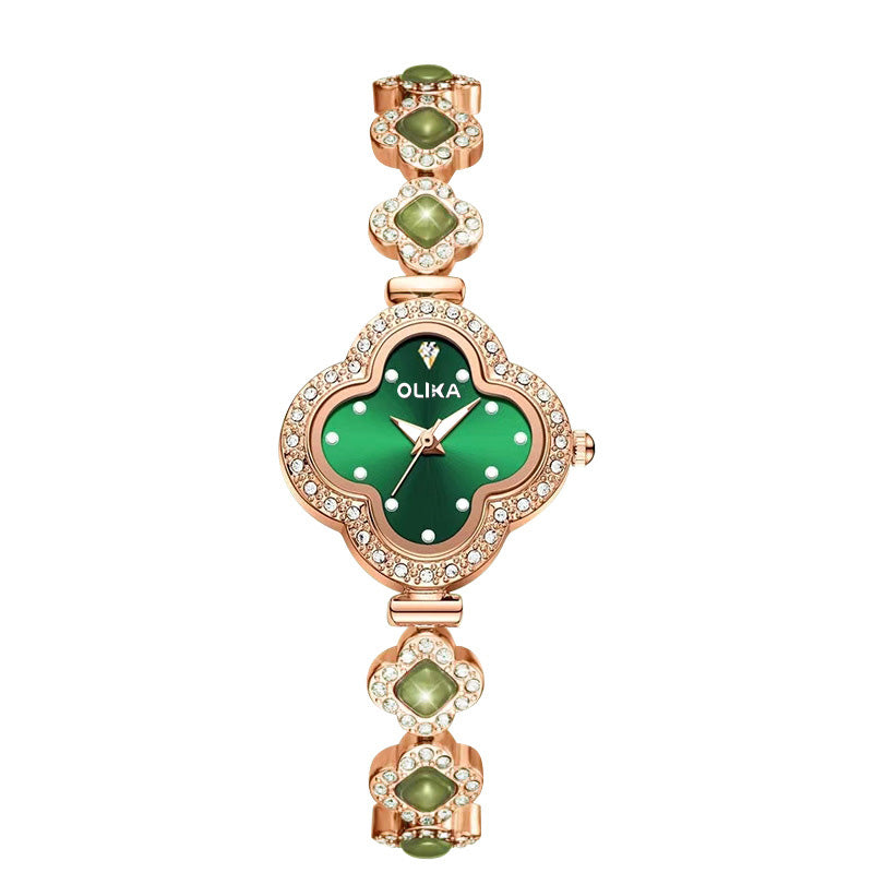 Gluschwein - Vierblättriges Kleeblatt-Armbanduhr für Damen Roségold