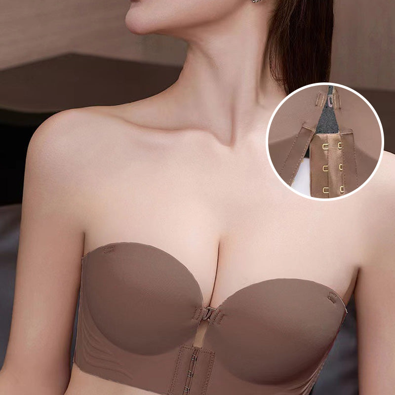 Soutien-gorge bustier antidérapant pour femme avec fermeture sur le devant