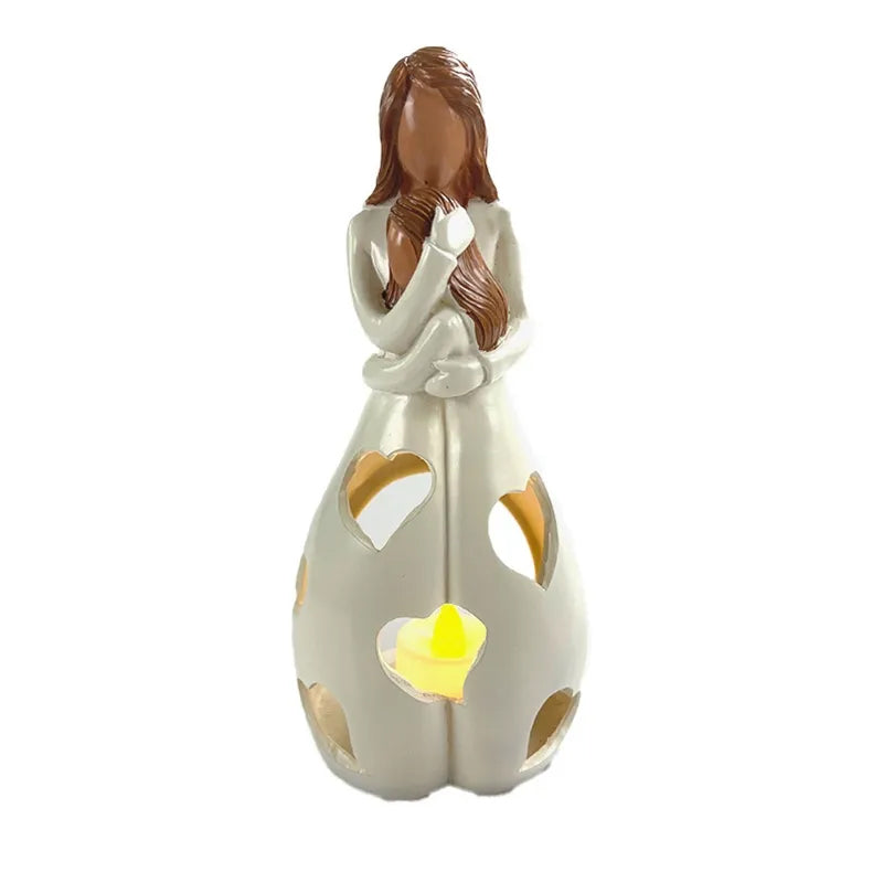 Gluschwein - Muttertags-Menora-Statue mit LED Mutter und Kind
